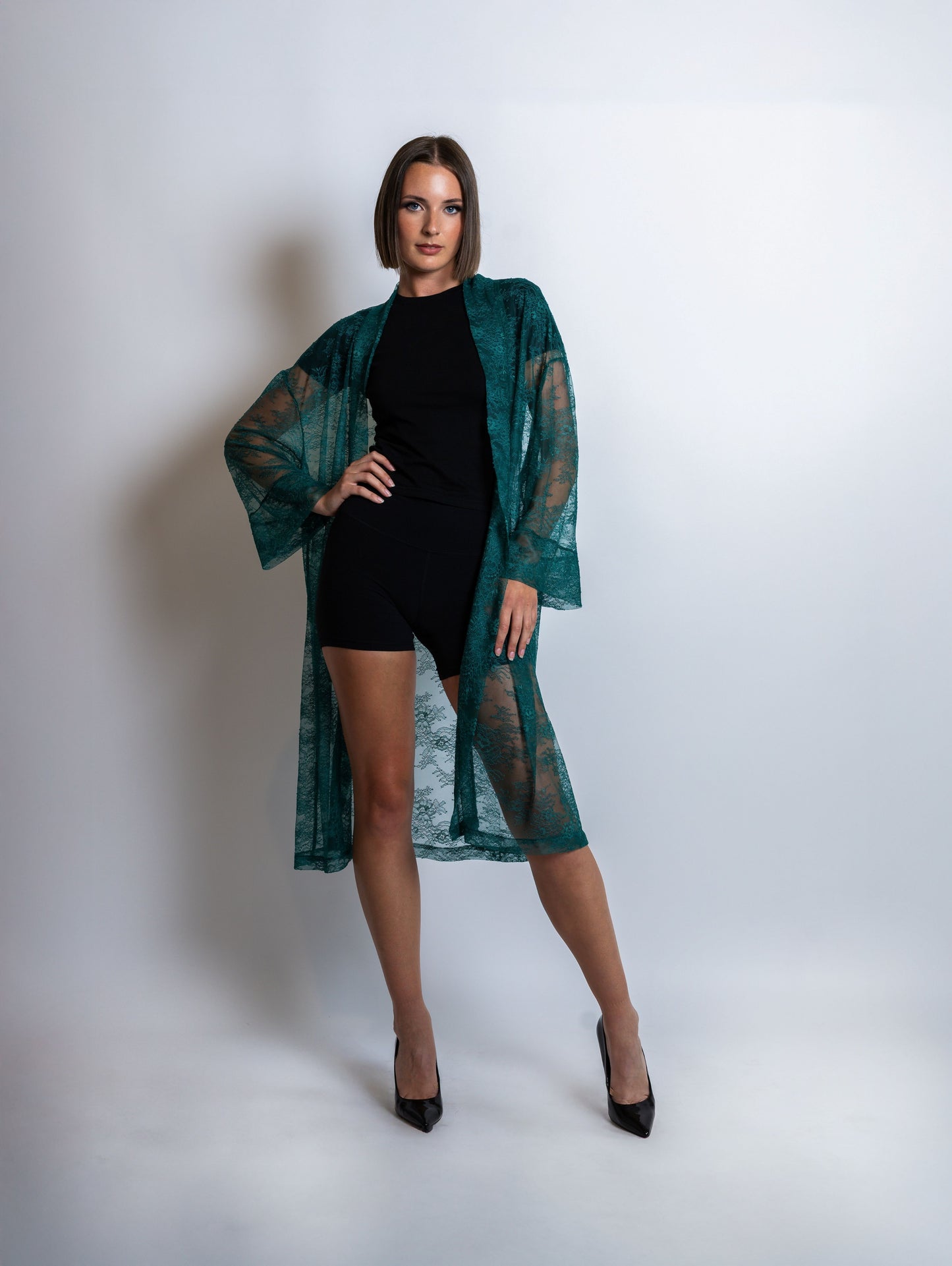 Kimono Antigone - Dentelle verte