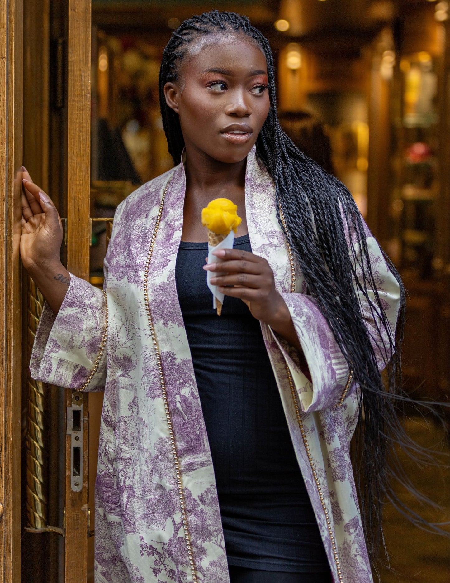 Kimono Antigone - Toile de Jouy