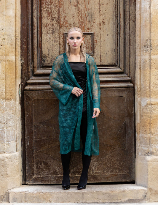 Kimono Antigone - Dentelle verte